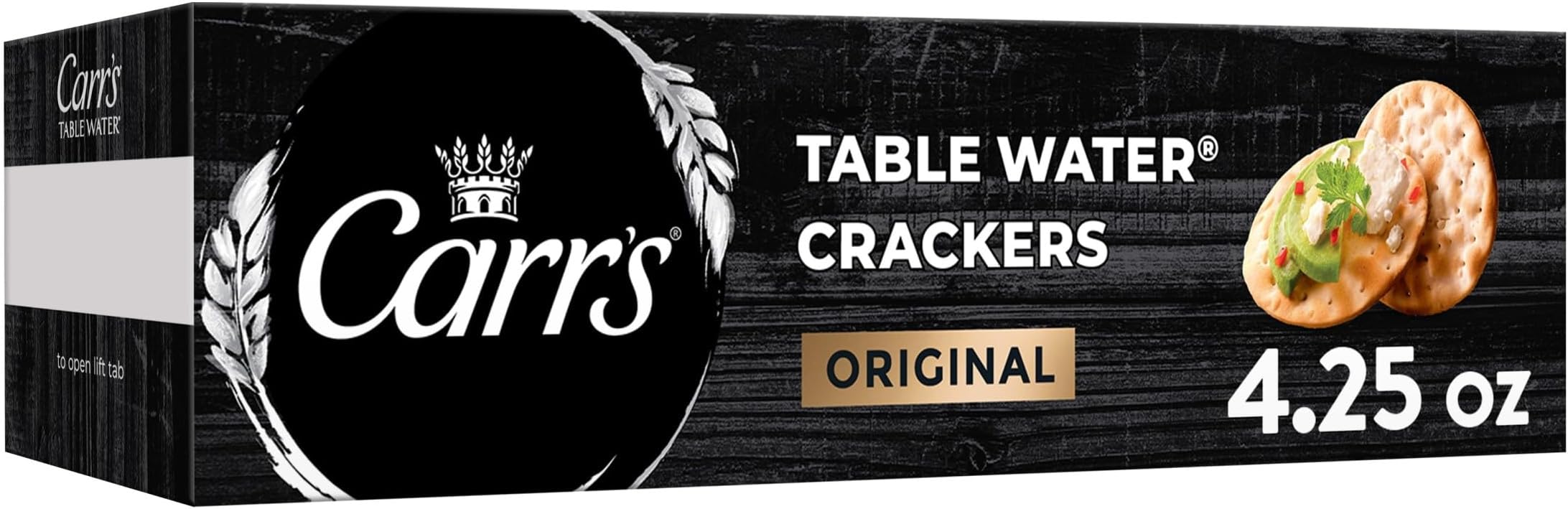 Carr's Table Water Crackers, Baked Snack Crackers, Party Snacks, Original, 4.25oz Box (1 Box)
