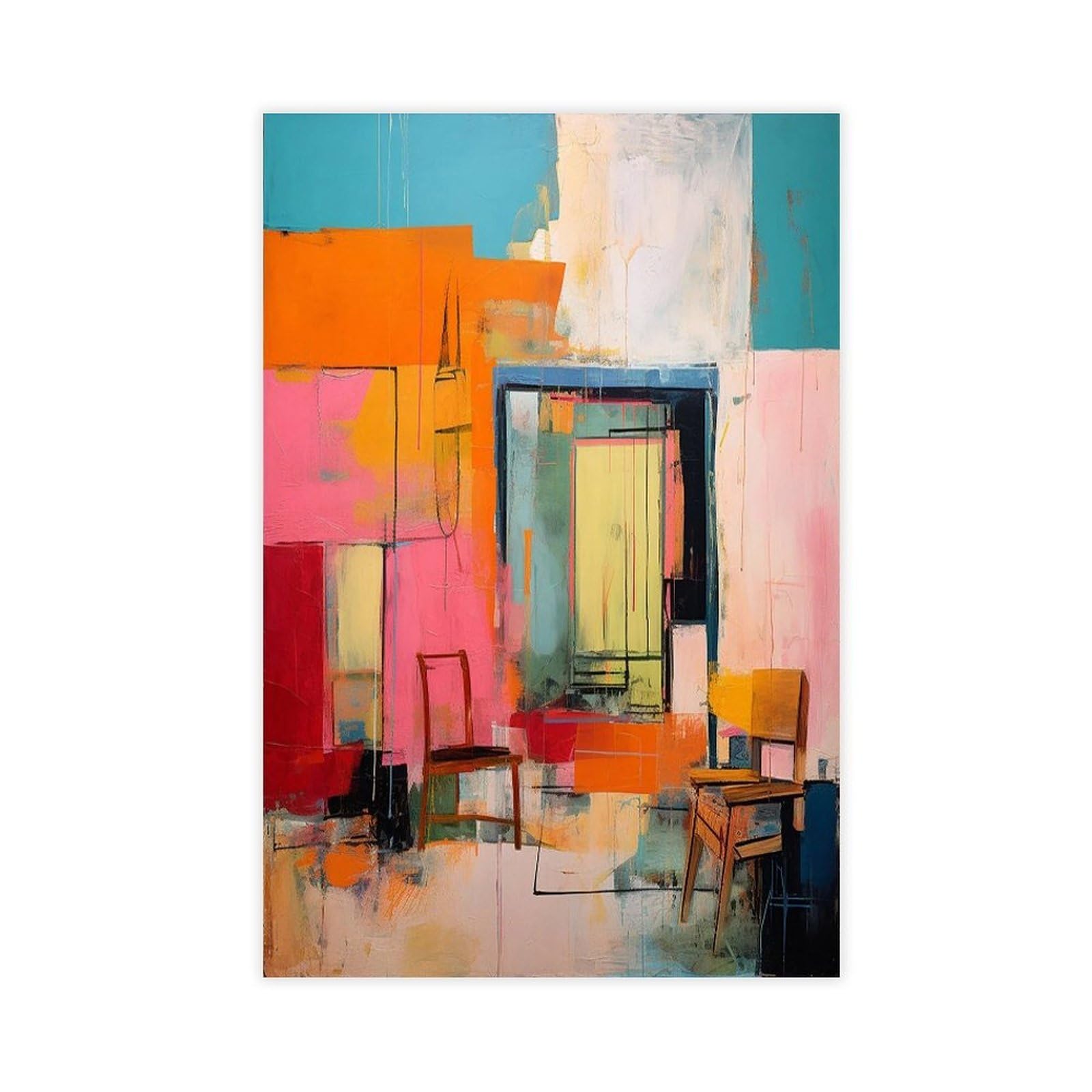 Bareronor Colorful Abstract Canvas Poster Bedroom Decor Landscape Office Room Decor Gift 12" L X 18" W