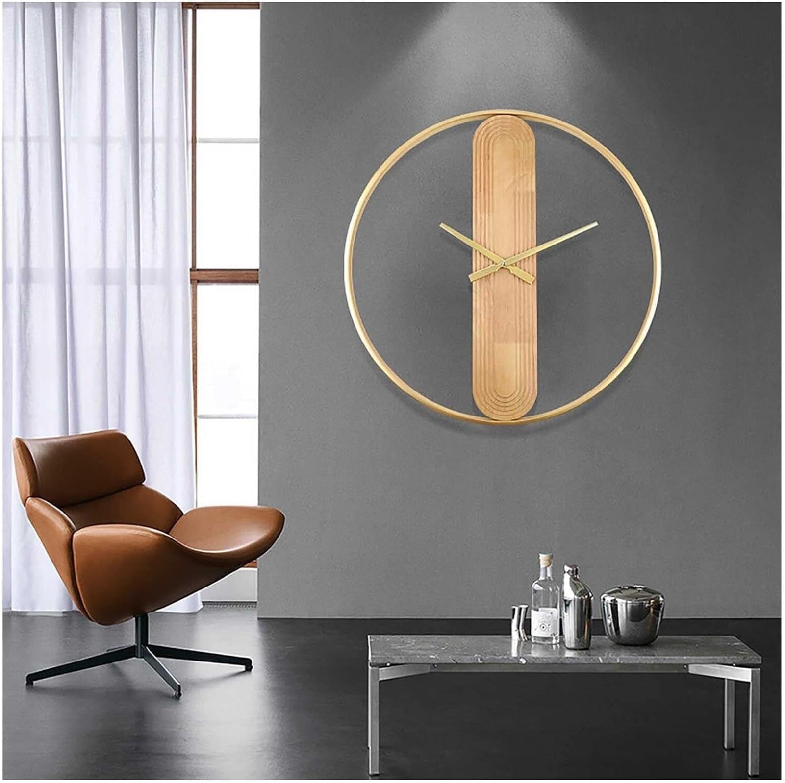 Horloge murale en métal de style art moderne grand cadran épuré luxe