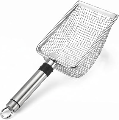 1 Pack Stainless Steel Cat Litter Scoop, Fine Mesh Metal Poop Sifter,Heavy Duty Rust Resistant Litter Box Shovel,Durable Fast Sifting Tool for Bentonite Tofu Mixed Mineral Sand