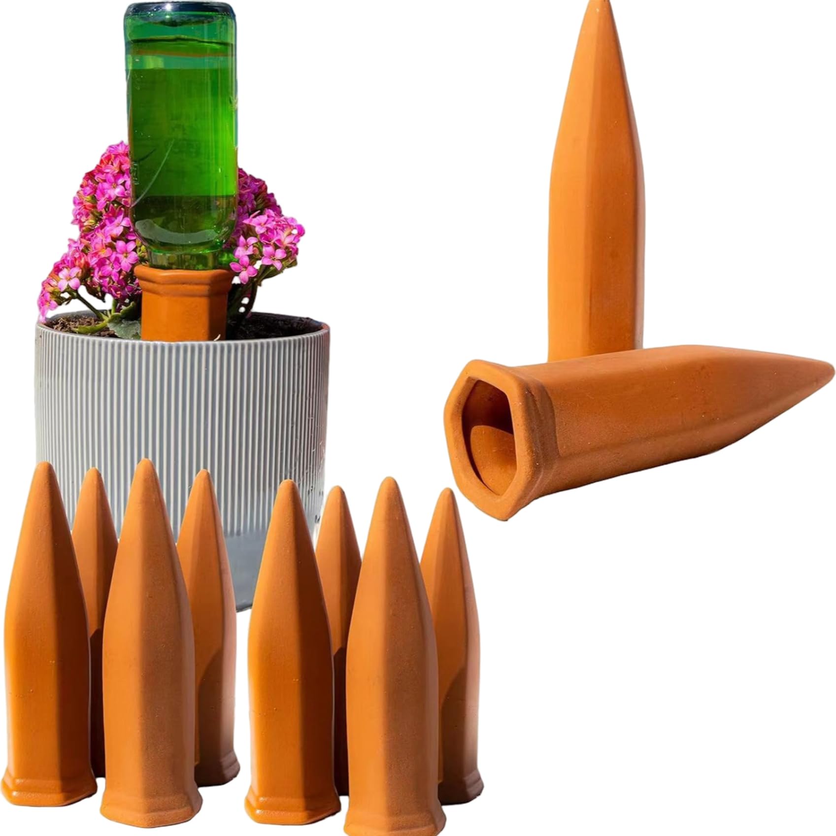 Pointes d'arrosage automatique, dispositifs d'arrosage des plantes 10 pièces, pointes de système 'égouttement en céramique compatibles avec tous les types de bouteilles