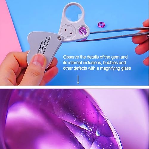 Miniatura 6 de Paquete de 4 pinzas para joyeros de diamantes, herramienta de recogida de gemas, pinzas de cierre de joyería con lupa de 30 x 60 x