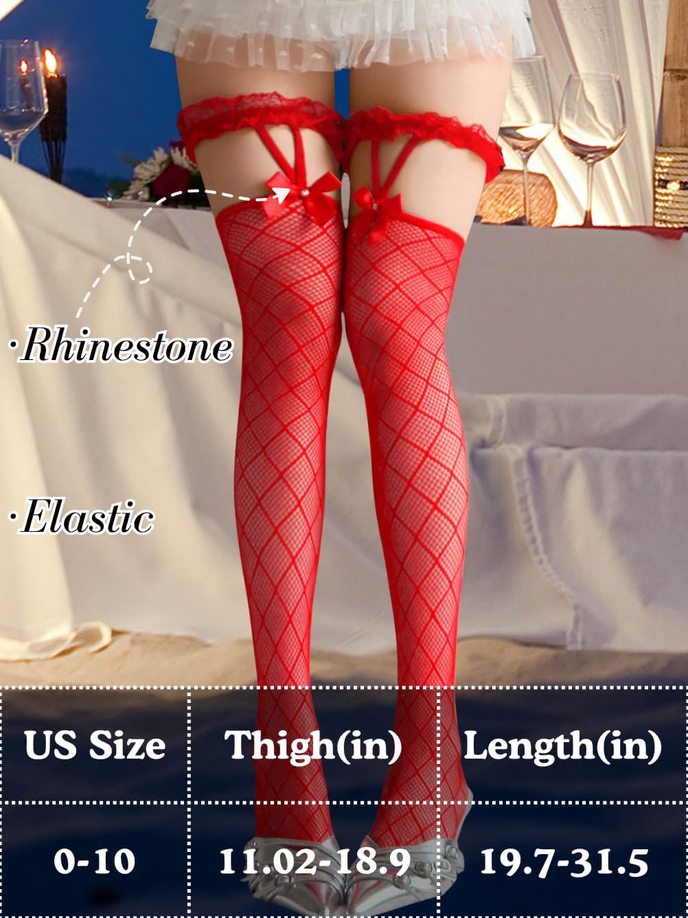 ShawGobow Bow Stockings,Plaid Patterned Sexy Thigh High Socks,Lace Garter Tights For Women
