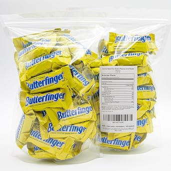 Butterfinger Candy Bars 1 lb Anti Melt Pack, Crunchy Peanut Center, Chocolatey Shell, Individually Wrapped, Bulk Resealable Bag, Fun Size