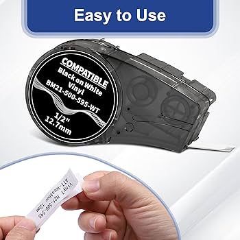 Amazon.com: Compatible M21-500-595-WT Vinyl Label 1/2Inch Black on  