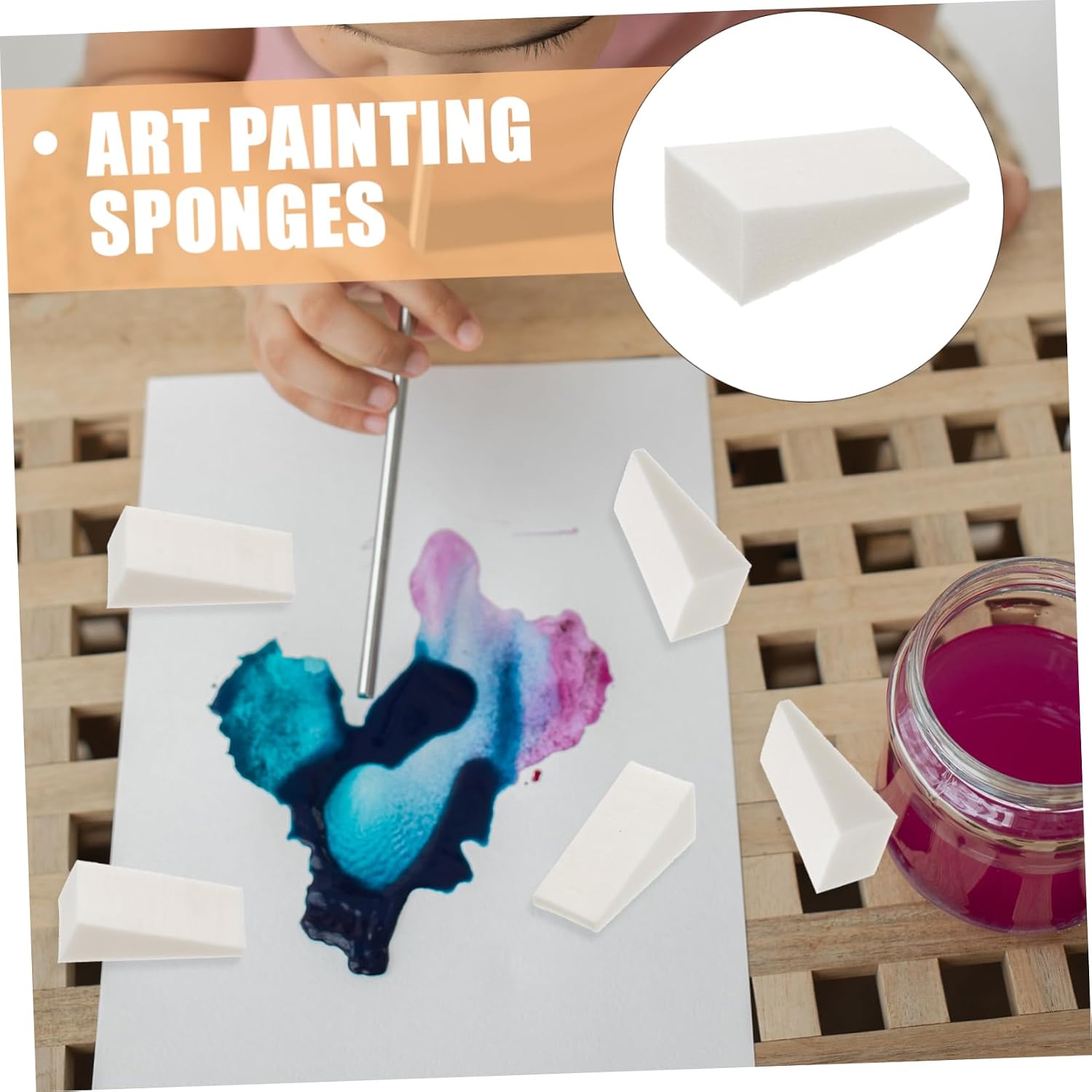 50pcs Boys and Girls Art Sponges Multi-use Painting Tools Washable Sponge Brush Set for Boys and Girls
