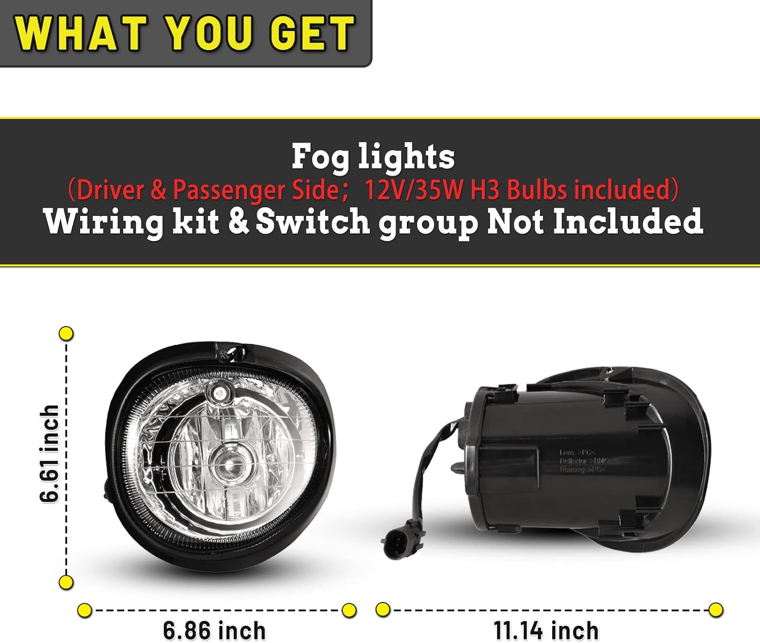 Fog Lights Lamps compatible for Dodge Intrepid 1998 1999 2000 2001 2002 2003 2004 Driver Passenger Replacement
