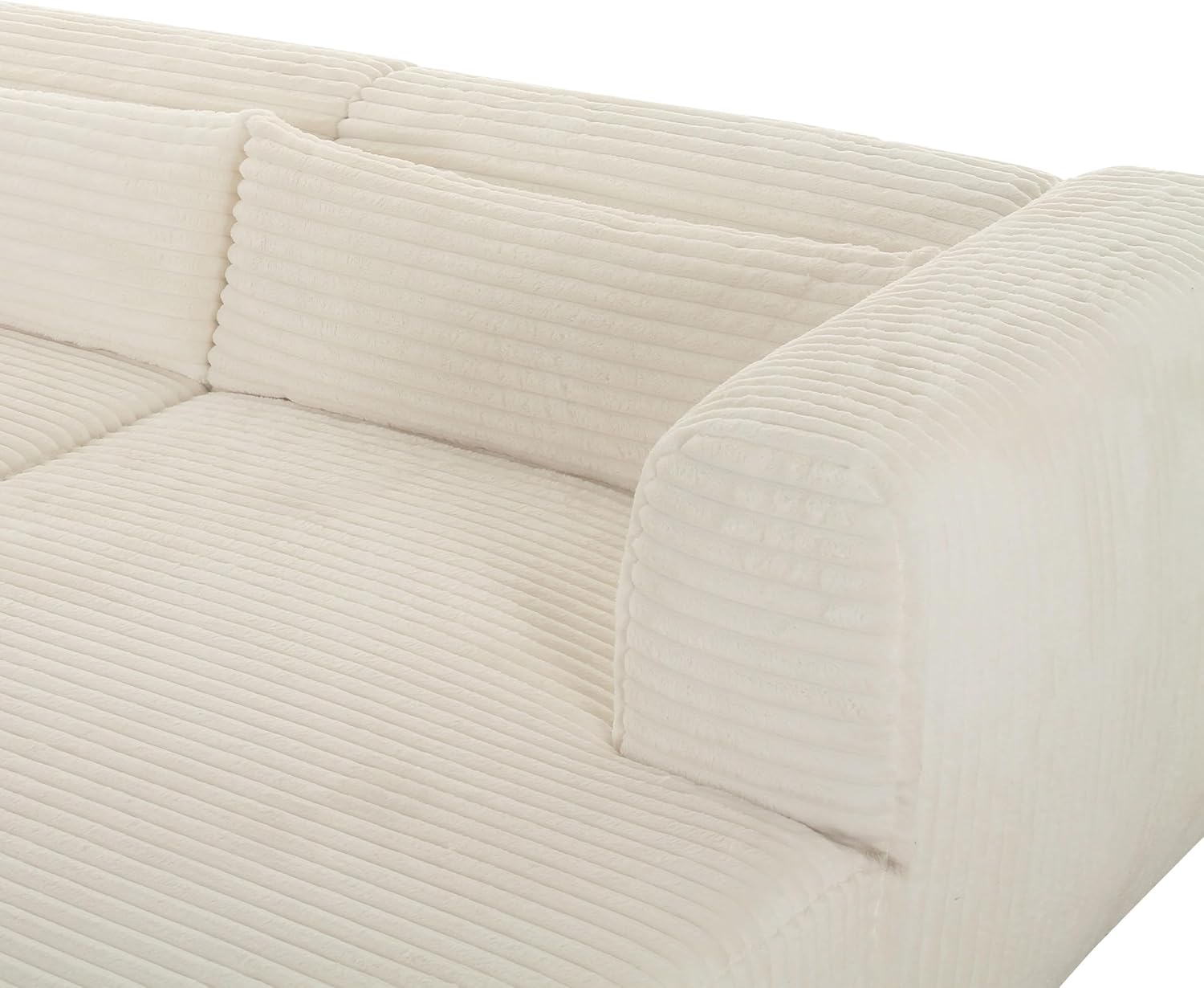 Tov Furniture Tarra Fluffy Oversized Cream Corduroy Modular RAF Sectional