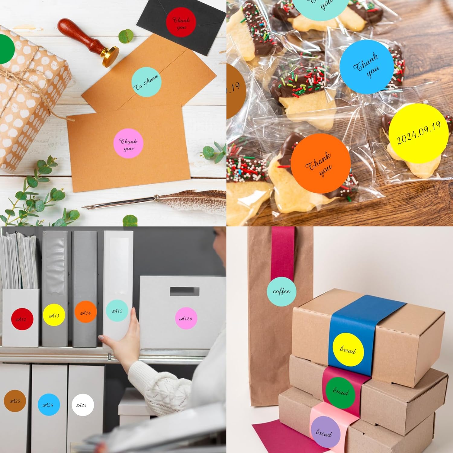 2" Round Large Colored Removable Stickers Labels - Kraft,Pack of 360 - Image 5