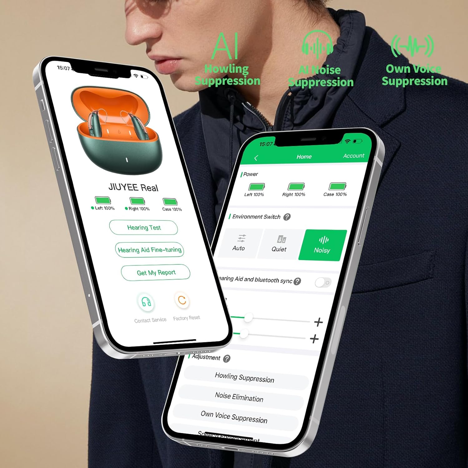 RIC PRO Rechargeable Bluetooth Hearing Aids for Seniors - OTC AI Noise Cancelling, App Control, 64-Channel Clear Sound, Long Battery Life, Comfortable RIC Design, Dual-Mic