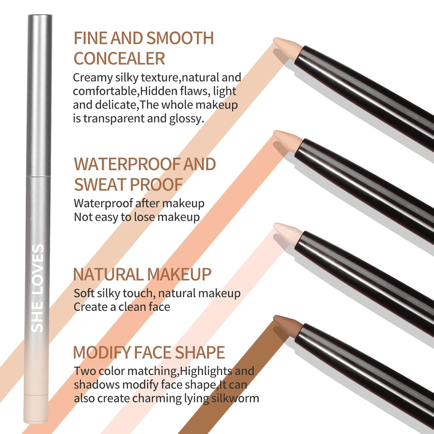 Kusslippe Concealer Pencil,Contour Highlighter Stick,Full Coverage Foundation Waterproof Concealer Pen for Eye Dark Circles,Freckles,Acne Marks,Scar,Tattoos 0.47oz (#4) : Everything Else