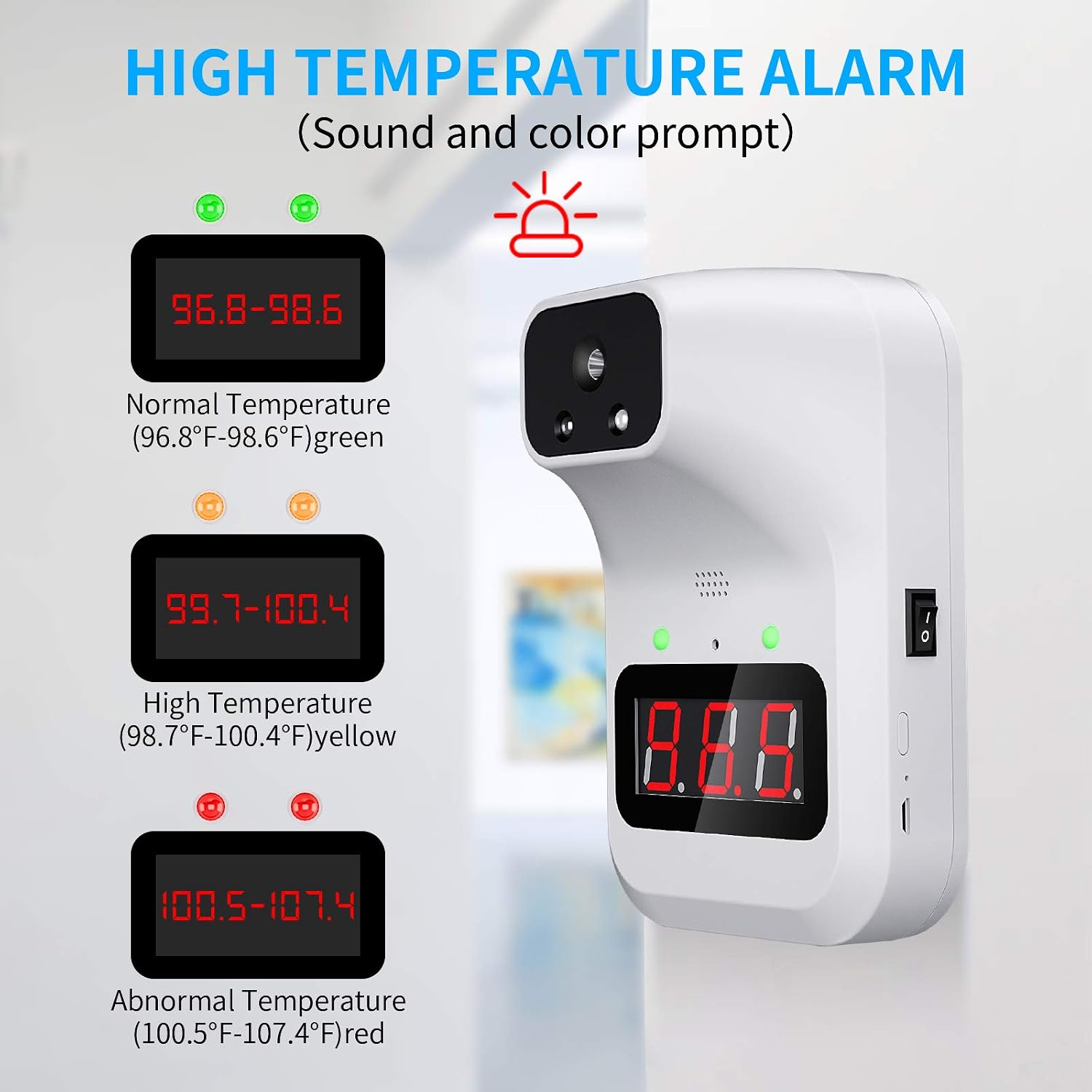 Wall-Mounted Thermometer, SRHMX Thermometer for Adults Forehead Non-Contact Infrared Thermometer with Fever Alarm and Fast Accurate Reading for Offices, Schools Public Places