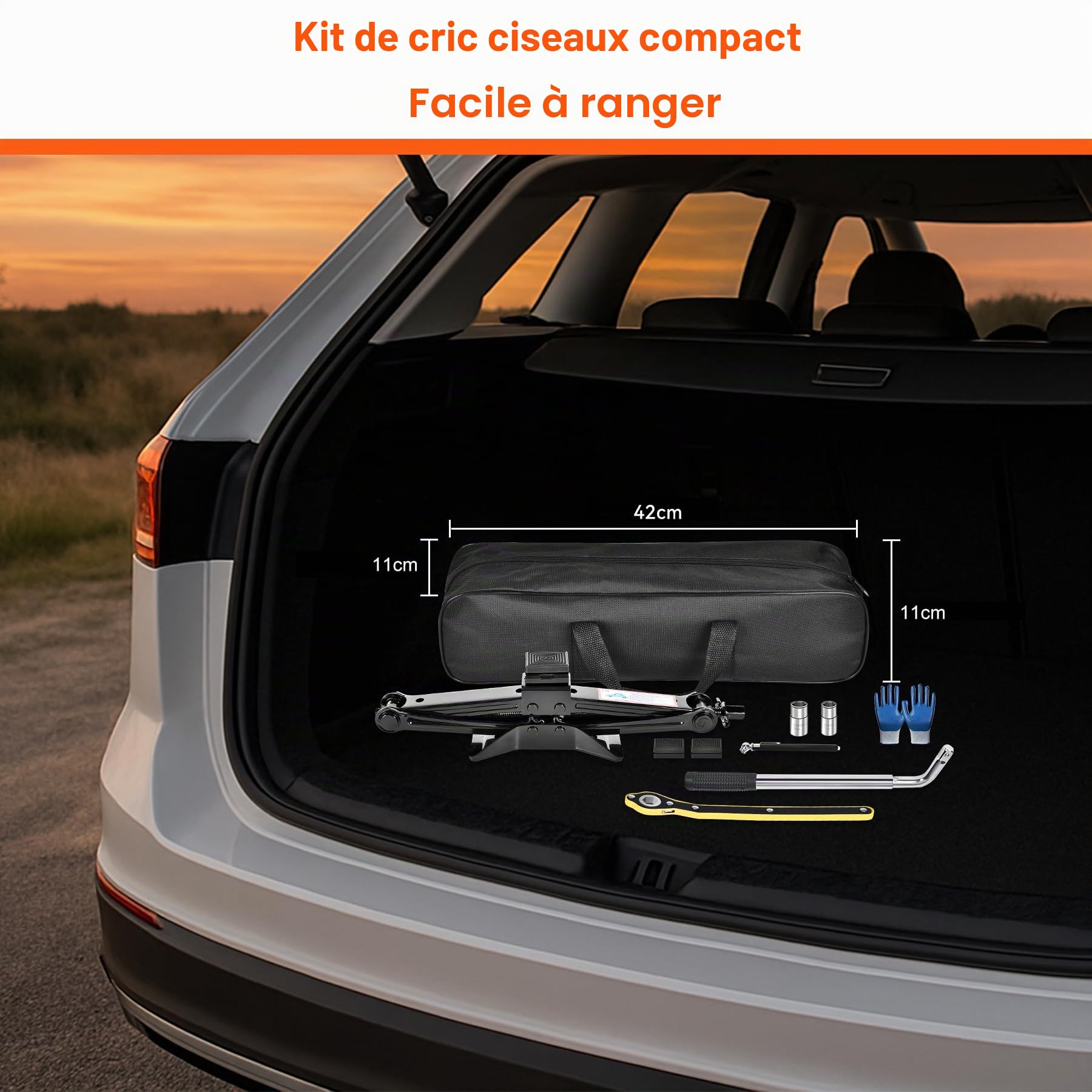 SPECILITE Cric Voiture 2,5 T, Universel Crique Voiture avec Plaque en Acier Élargie, Livré avec Patin en Caoutchouc et Clé, Portable Cric de Levage aux Berlines, aux SUV et aux MPV