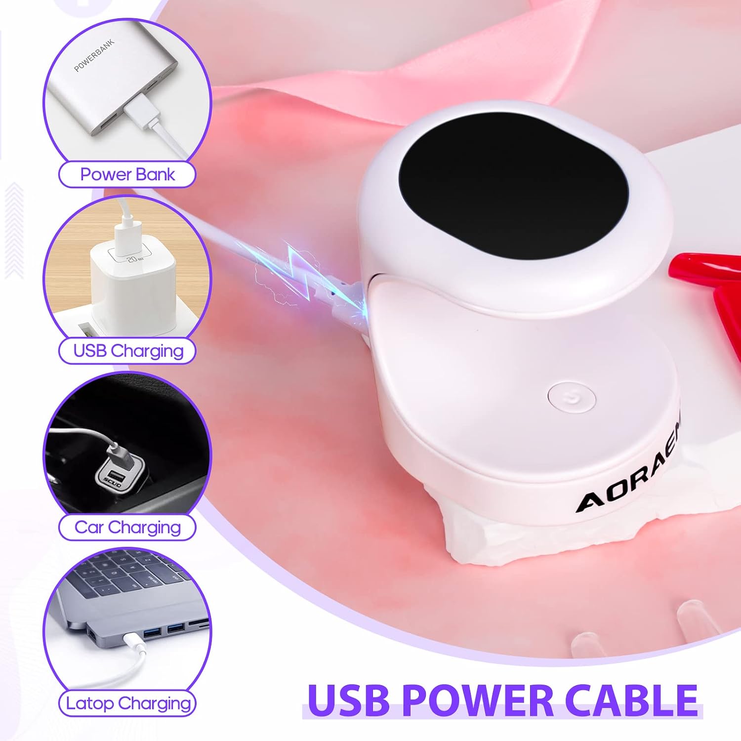 AORAEM Mini Nail Lamp, 16W LED Portable Nail Dryer for Gel Polish Quick Drying Nail Extension Art for Women (Black)