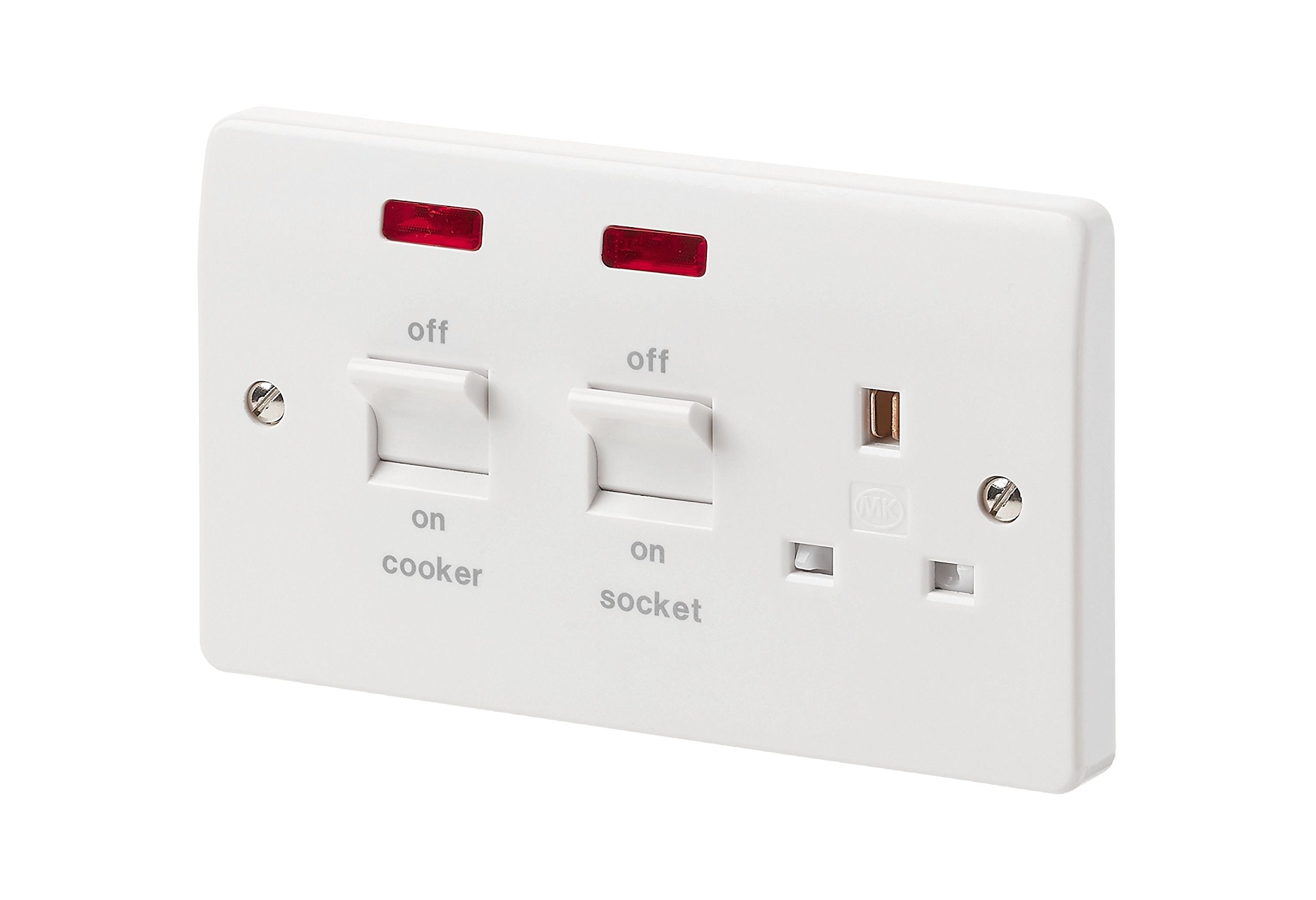 Mk White Cooker Control Unit Dp 45A And Switched Socket 13A With Neon Indicator,