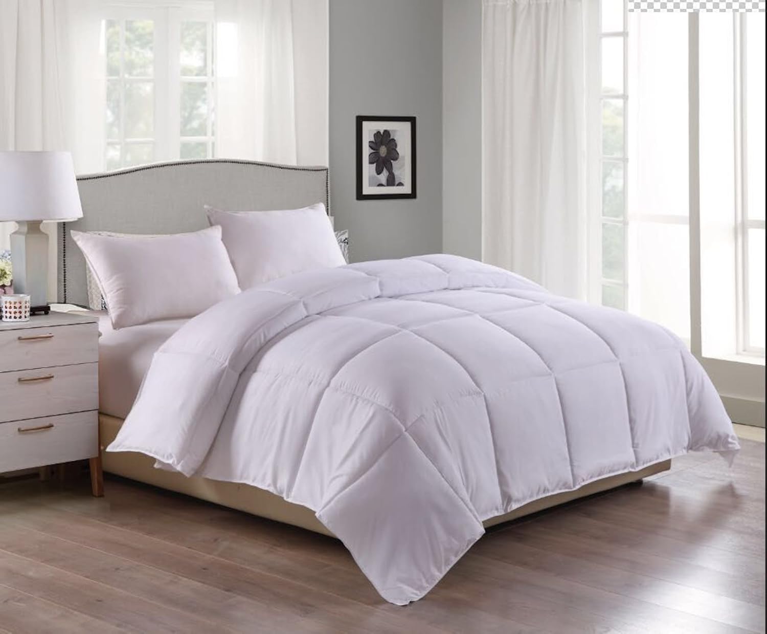 Lotus Home Stayclean Bacteria Reducing Diamondesque Water and Stain Resistant Microfiber Quilt, King, White