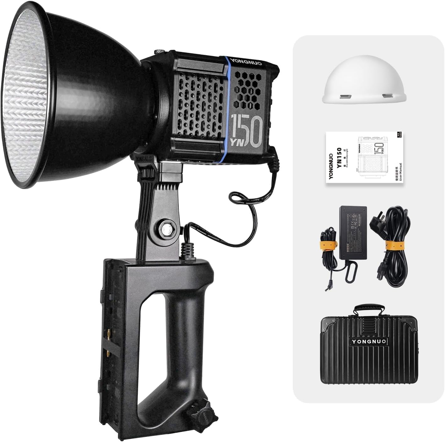 YONGNUO YN150 150W LED Video Light Set COB Photography Continuous Lighting 2700-6500K Color Temperature RA95 12 Lighting Effects with Metal Bowens Adapter Ring