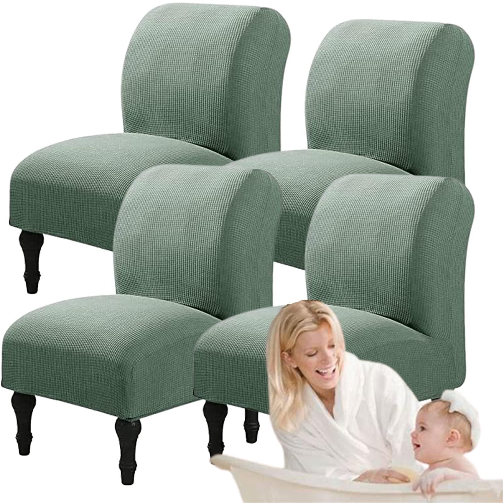 NMVAWIPT Armless Accent Chair Covers, Polyester+Spandex Stretch Slipcover, Removable Furniture Protector, For Home Hotel(#11,4pcs)