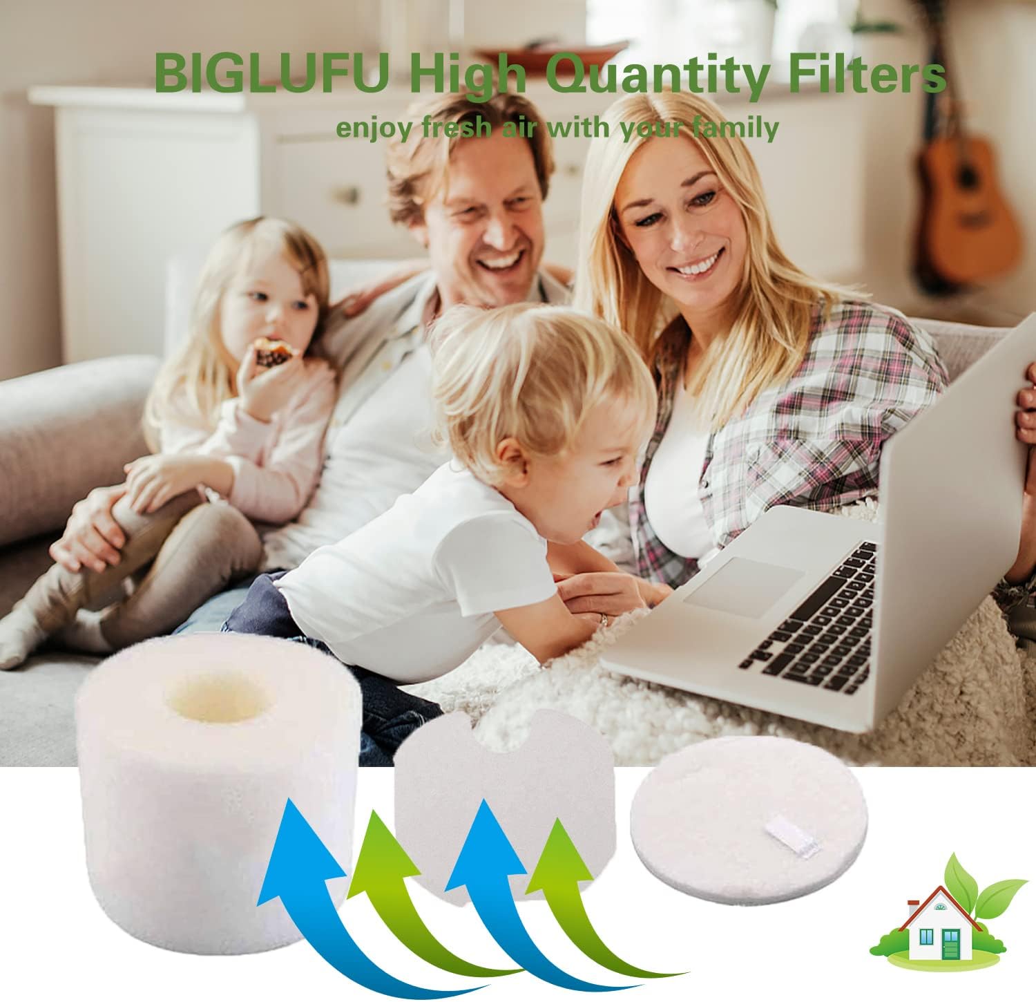 BIGLUFU 4 Pack Shark Navigator Filters Replacement, Deluxe Upright Models Foam Filter Compatible for Series NV42, NV44, NV46, UV402, Part Xff36