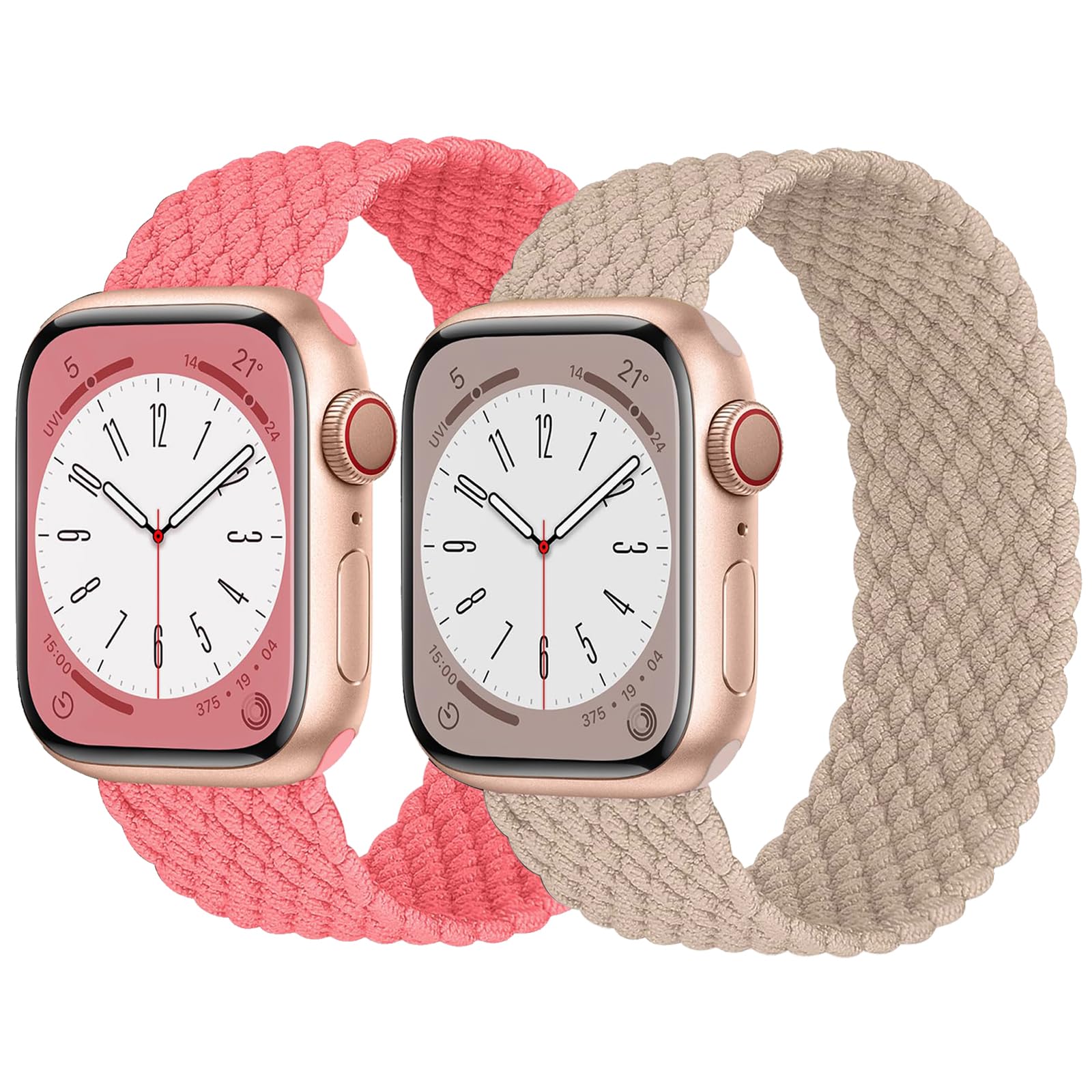 Pack Braided Solo Loop For Apple Watch Band 40mm 41mm 42mm 44m 45mm 46mm  38mm 49mm Ultra Women men, Stretchy Woven Nylon Elastic scrunchie Strap