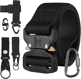 GeeRic Tactical Belt, Quick Release Military Belts with Metal Buckle Adjustable Nylon Waist Webbing Military Work Web Hiking Belt for Work Outdoor Casual training Using