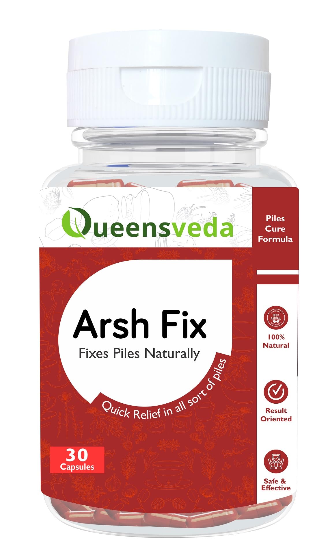 Queensveda ArshFix Capsule - The Natural & Holistic help in Piles, Fissure &