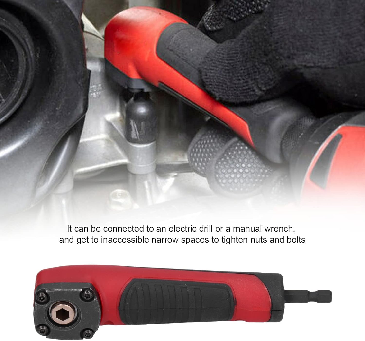 TOPINCN Shockwave Ultra Thin Red 90 Degree Impact Angle Adapter for Tightening Nuts and Bolts in Tight Spaces Chrome Vanadium Steel for Electric Drill or Hand Screwdriver
