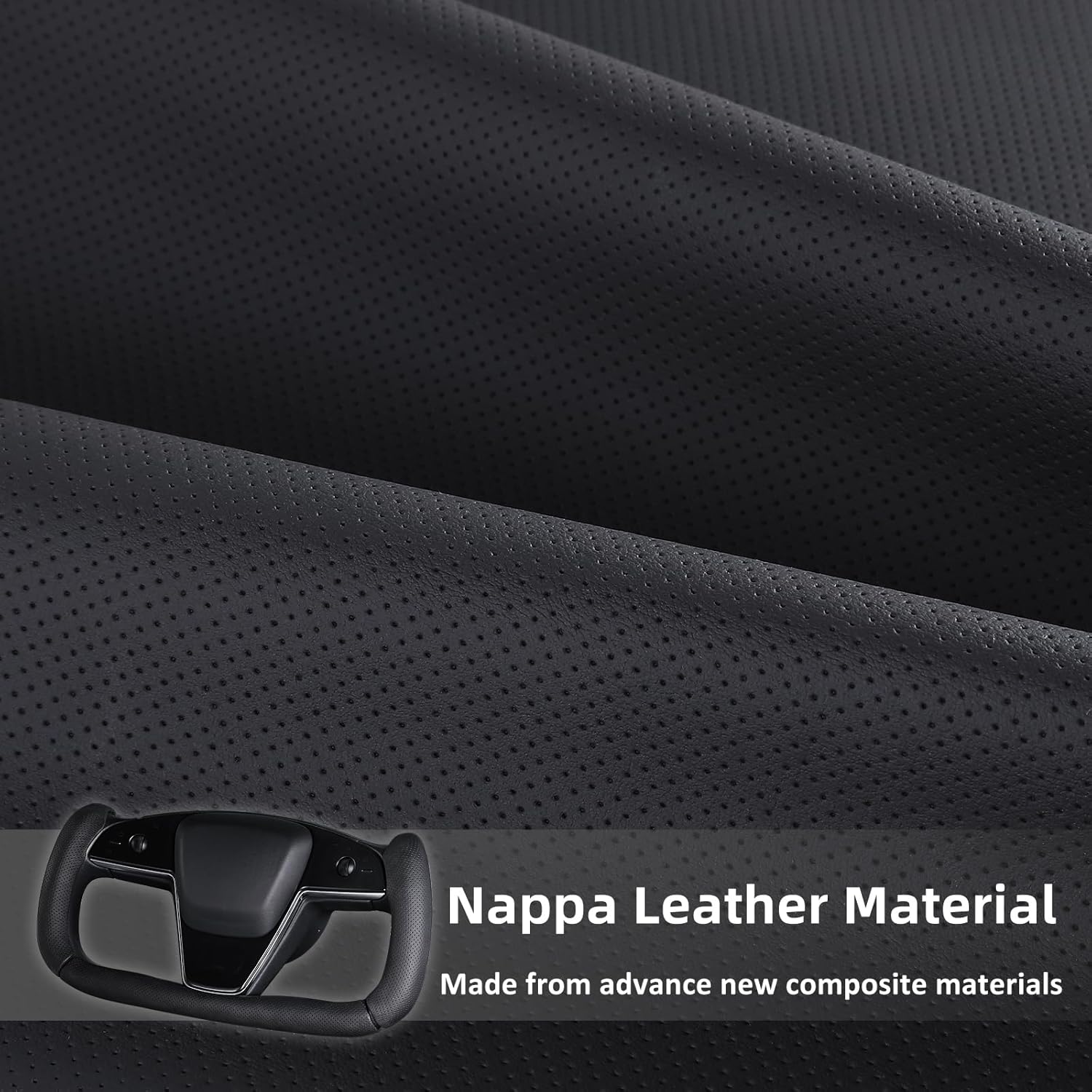 Steering Wheel Cover for Tesla Yoke Steering Wheel Cover Customzied for Tesla Model S 2021-Present/Model X 2021-Present Accessories,Anti-Slip,Comfortable Grip,Breathable,Nappa Black