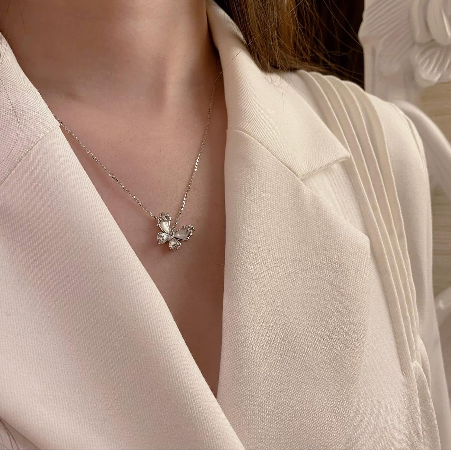 NONNYL Pearl Butterfly Necklace Real Freshwater Pearl Pendant Necklaces for Women, Christmas Gifts for Mom Wife Girlfriend, Anniversary Birthday Jewelry Gifts for Her