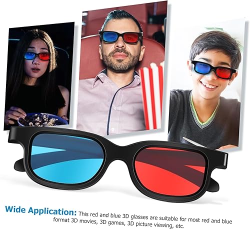 Miniatura 3 de Gadpiparty Gafas de juego de películas 3D, 10 unidades, rojo-azul, 3D, lentes de visión 3D, marco de plástico, lente de resina negra, compatible con