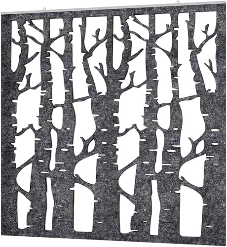 Escape - Panel suspendido a prueba de sonido, diseño de árbol de abedul, arte de pared acústico para colgar, material reciclado ecológico, 4 x 4,