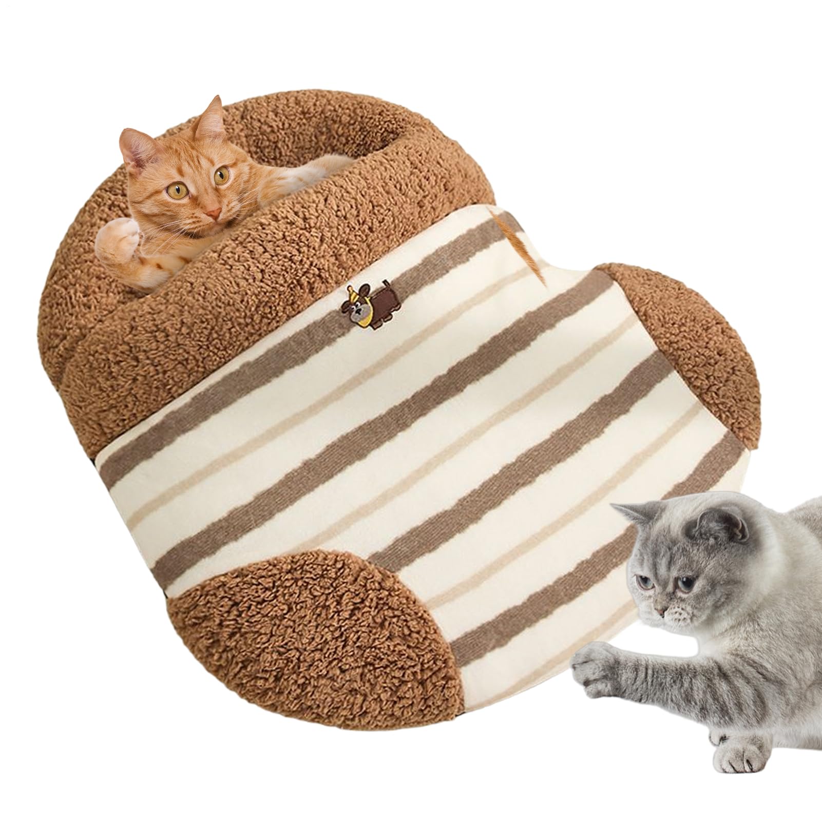 Lit pour chat chaud et douillet meuble fermé en peluche