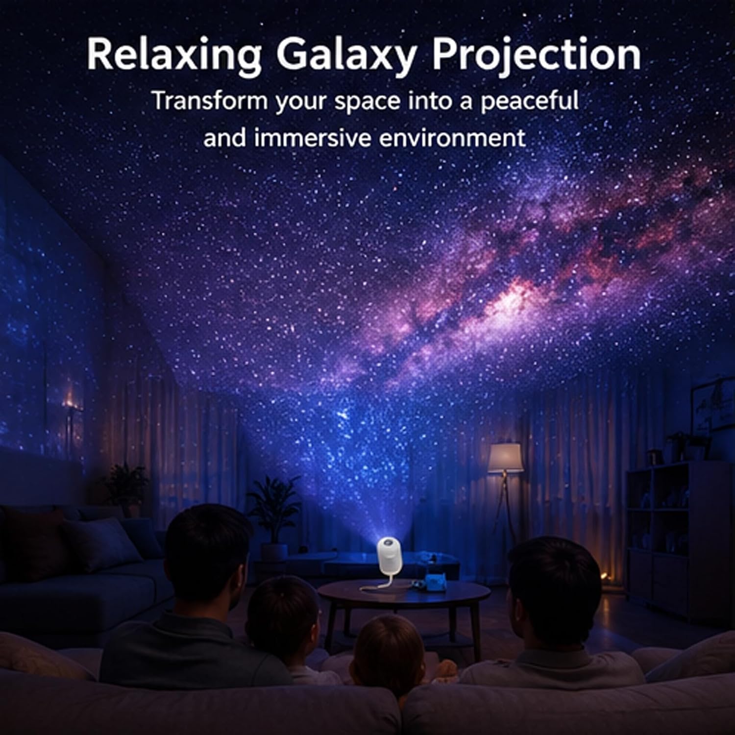 Icettry Projector, 5d Holographic Night Light Projector, Galaxy Ceiling Projector, Adjustable Brightness 360° Rotating Design and USB Power for Car and Bedroom Decoration (24 Projection Films) thumbnail