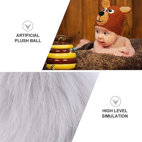 Miniatura 4 de Happyyami Pompones esponjosos de piel sintética para manualidades, sombreros, zapatos, bufandas, llaveros, guantes, dijes, 3.1-3.5 in (gris claro)