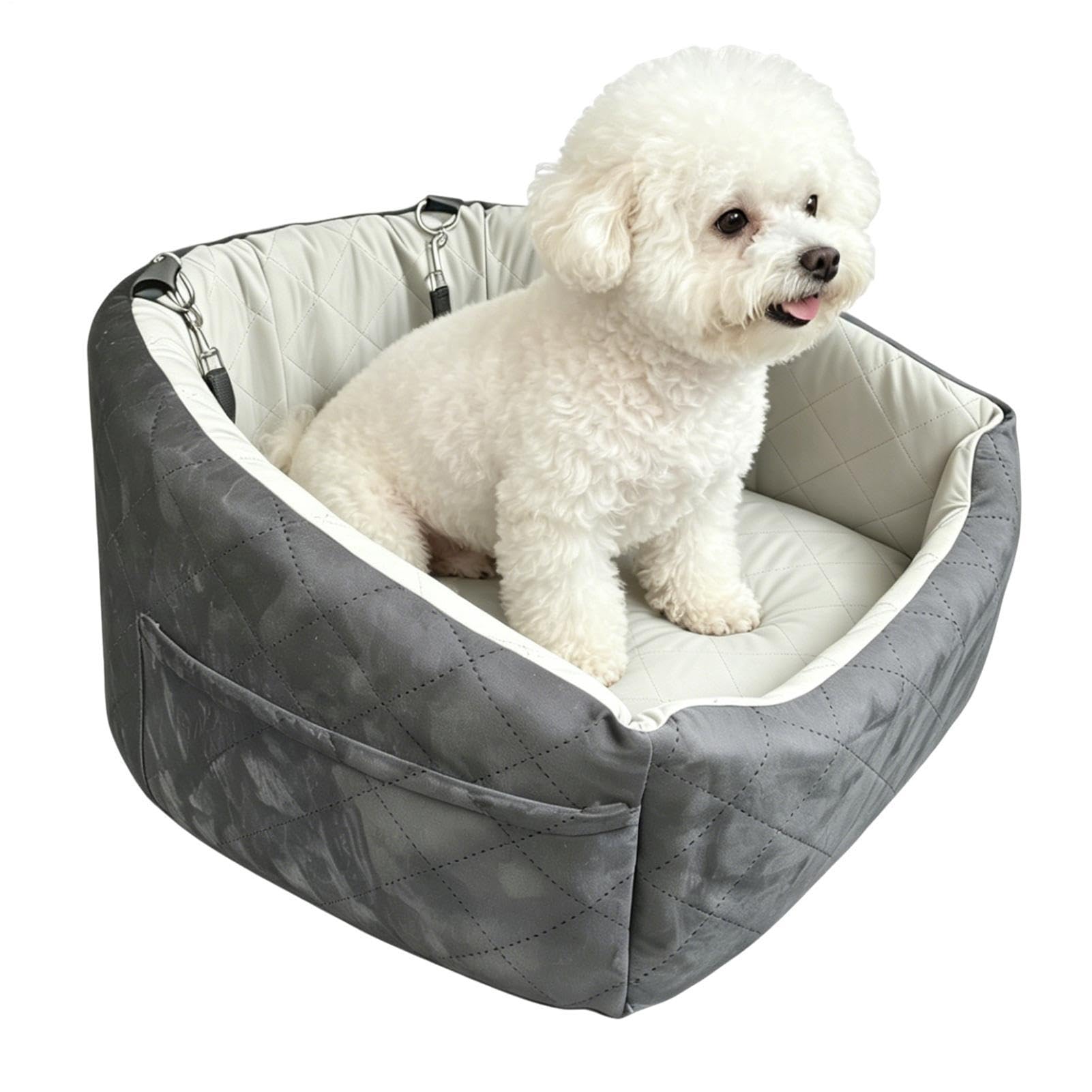 Asiento De Coche Para Mascotas con Bolsillo para Cinturón y Base | Elevador Trasero Para Perros para Cachorro Gato Mascota Pequeña Mediana SUV Berlina Furgoneta Vehículo