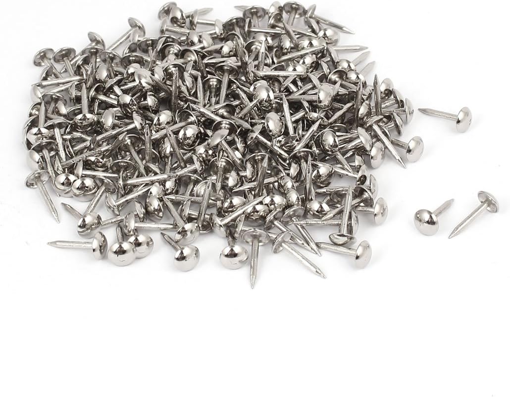 Uxcell 200-Pack Silver Tone Upholstery Thumb Tacks – 6mm Head X 14mm Push Pins For Cork Boards & Memos