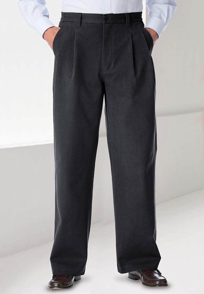 KingSize Men's Big & Tall Wrinkle-Free Double-Pleat Pant with Side