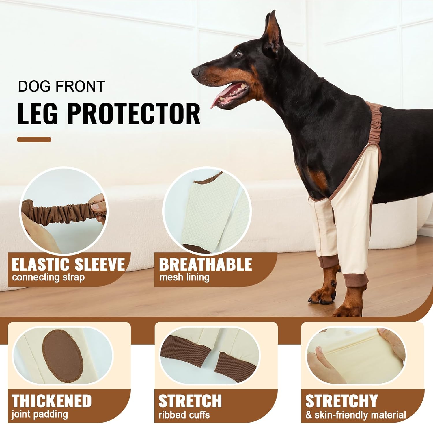 DORA BRIDAL Dog Leg Sleeve for Front Legs, Breathable & Soft Dog Elbow Pads Knee Protector, Elastic Dog Recovery Sleeves - Wound Protection & Anti-Licking Warps for Injured Legs or Joints