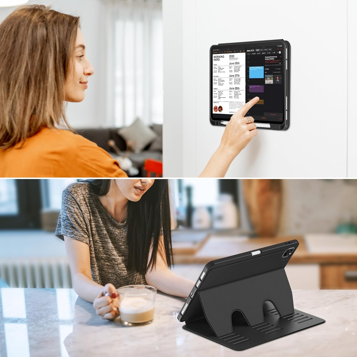 VIKESI Case for iPad Pro 11 Inch 4th / 3rd / 2nd / 1st Generation 2022/2021/2020/2018,Multiple Angles Stand Cover,Soft Back,Pencil Holder,and Auto Sleep/Wake,Black