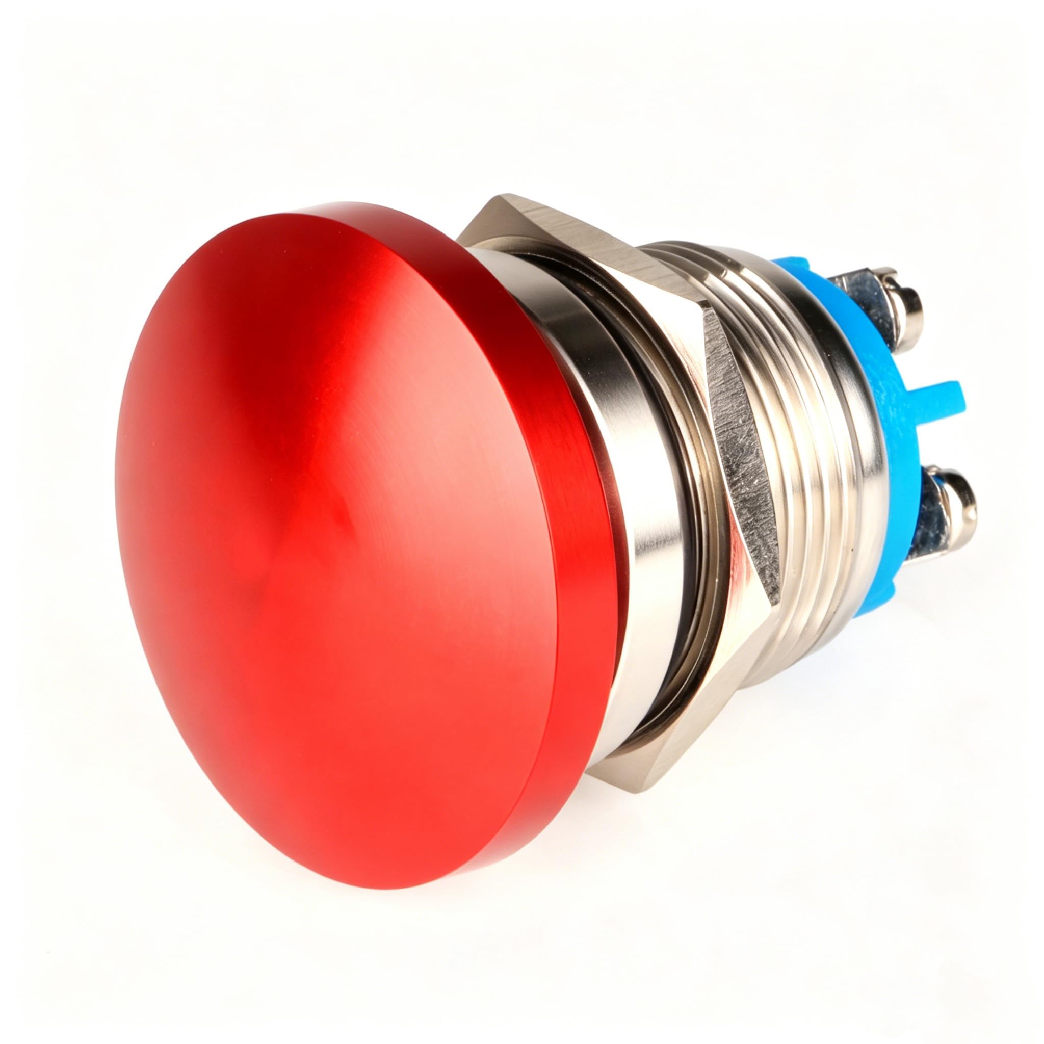 GUUZI 19mm 3V/6V/12V/24V/48V/110V/220V Chwilowy Przycisk Metalowa Główka Grzybkowa Okrągły Przycisk Start 1No On Off Samoczynny Reset Kopułkowy Zacisk Śrubowy (Czerwony)