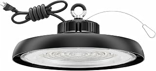 200W UFO LED High Bay Lights, Ultra Bright 30000LM 5000K Daylight High Bay LED Shop Lights for Warehouse Workshop Garage with US Plug & Safety Rope Commercial Bay Lighting - 1Pack