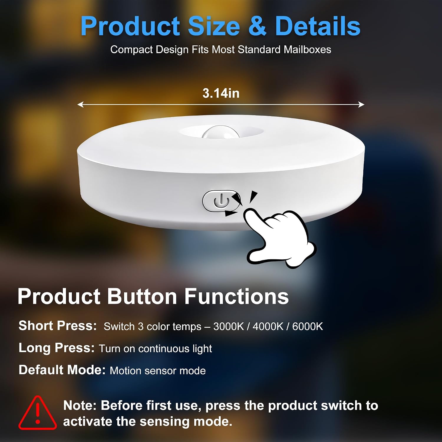 2 Pack Mailbox Light Motion Sensor, Rechargeable Auto On/Off Night Lighting | Magnetic Wireless Mailbox Light, 3000K/4000K/6000K 3 Color Modes, Night LED for Seniors, Home Use & Mailbox Post Accessories