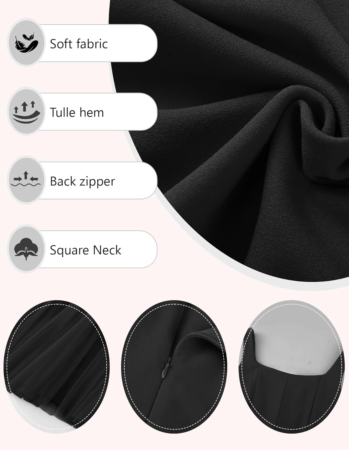 Aupuls Elegant Tulle Wedding Guest Dresses for Women Square Neck Prom Dress