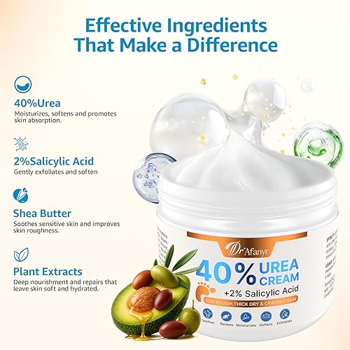 Miniatura 3 de DR.Afanyr Crema de urea 40% para pies, crema de pies con 2% de ácido salicílico para talones y pies agrietados secos, loción de urea 40% para pies,