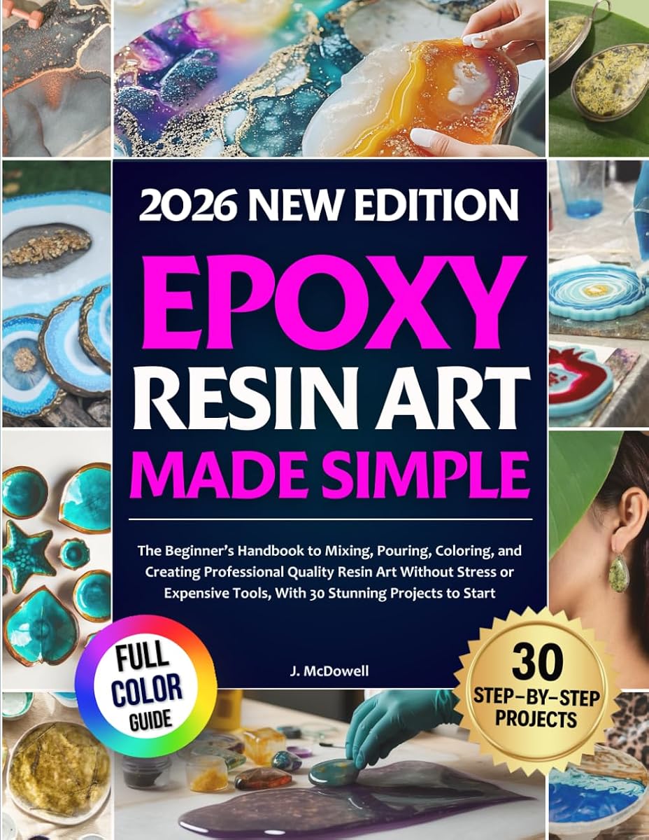 Arte con resina epoxi simplificado: el manual para principiantes para mezclar, verter, colorear y crear arte en resina de calidad profesional sin estrés ni herramientas costosas, con 30 impresionantes proyectos para comenzar