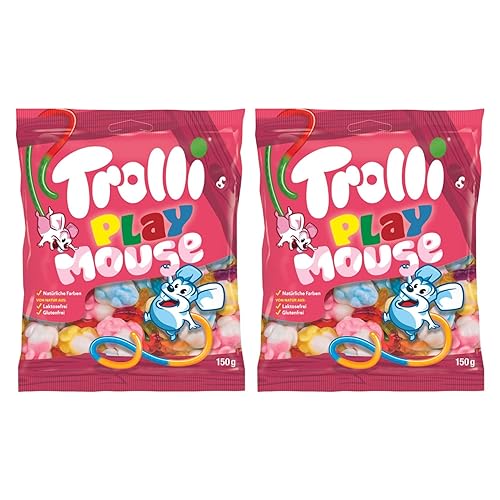 Trolli Play Mouse Gummy Foam Chewy Sweets Lactose & Gluten Free 3 Fruity Flavours 150g - 2x Share Bags - 2