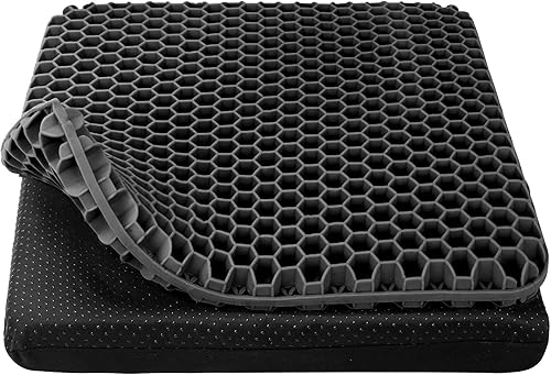 ZIMBRO Cojín de asiento de gel, cojín de asiento refrescante, grueso, grande, transpirable, diseño de panal que absorbe los puntos de presión, cojín