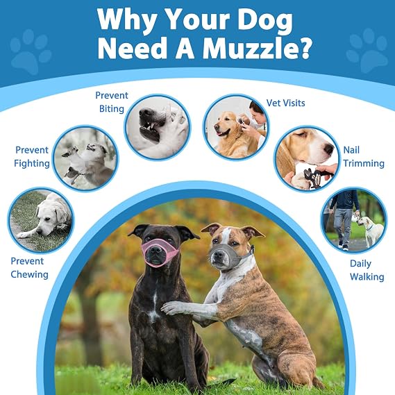 LUCKYPAW Mesh Dog Muzzle Suits for Small Medium Large Dogs Dog Muzzle Set