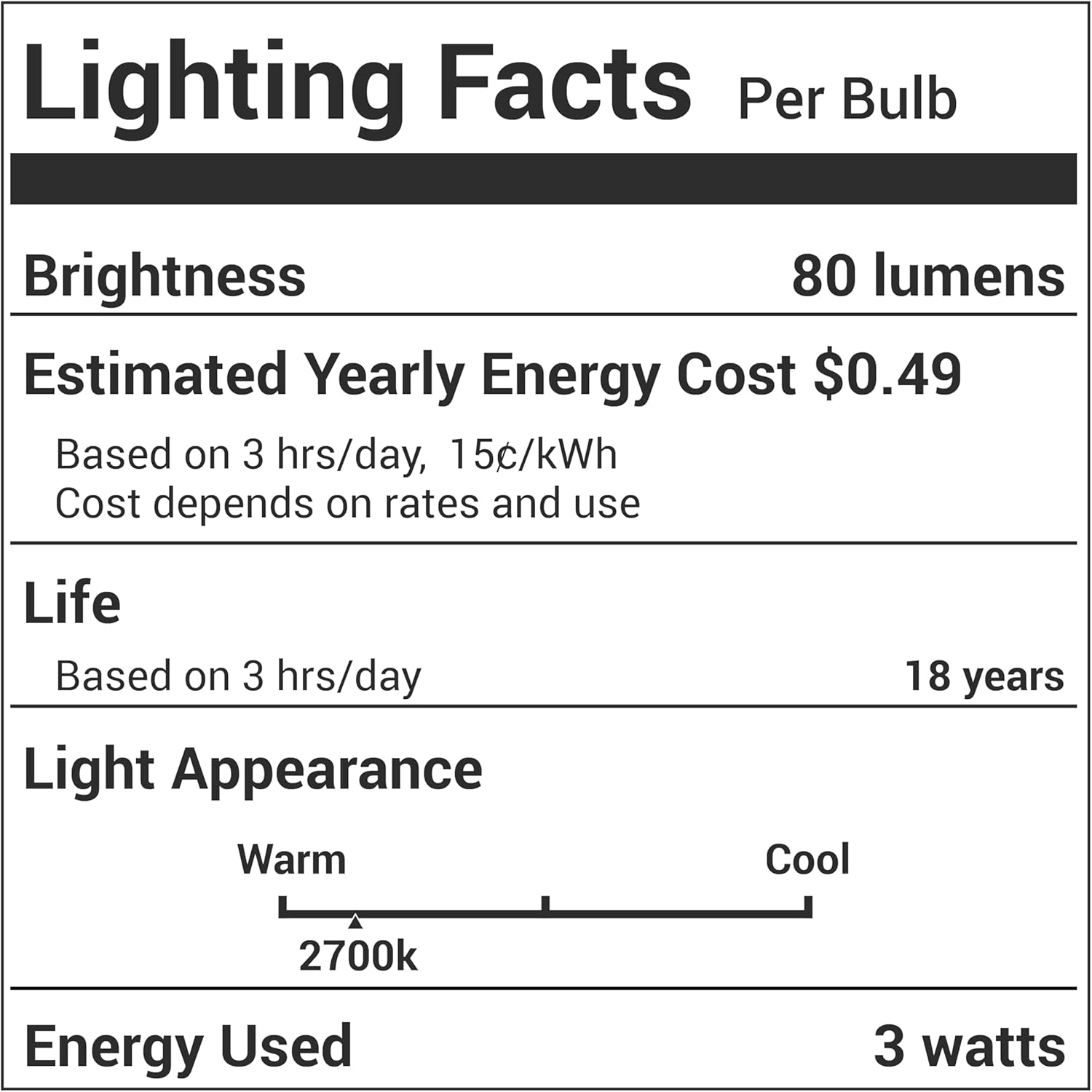 BlueStars 3W C7 LED Light Bulbs, E12 Candelabra Base 120V 15W Equivalent, 2700K Warm White, Non-Dimmable, Clear Glass for Holiday Home Decoration, Night Light Bulbs - 2.3in x 0.9in, Pack of 6