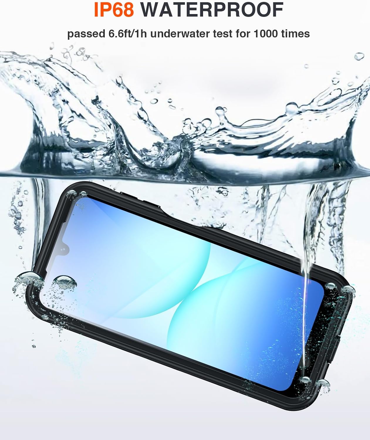 Lanhiem for Samsung Galaxy A17 5G Phone Case, IP68 Waterproof Dustproof, Built-in Screen Protector, Rugged Full Body Shockproof Protective Cover for Samsung A17 5G / 4G 6.7", Black/Clear